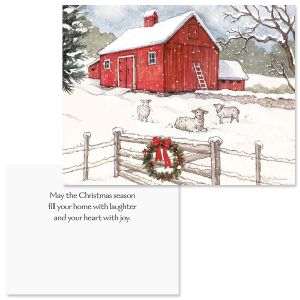 Country Barn Note Card Size Christmas Cards
