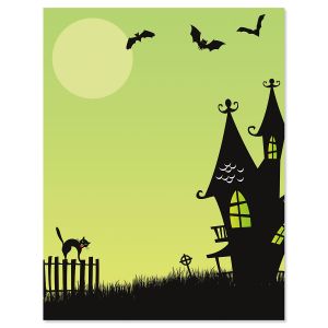 Green Haunted House Halloween Letter Papers