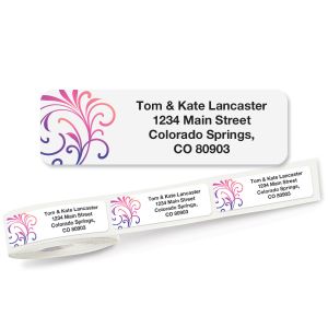 Colorful Swirls Rolled Address Labels (5 Designs)