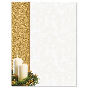 Gold Candle Christmas Letter Papers