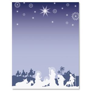 Nativity Silhouette Christmas Letter Papers