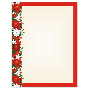 Poinsettia Filigree Christmas Letter Papers