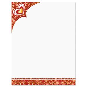Golden Heart & Flourishes Valentine's Day Letter Papers