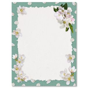 White Spring Blooms Letter Papers