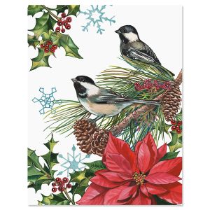 Christmas Chickadee Note Card Size Christmas Cards