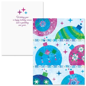 Graphic Ornaments Note Card Size Christmas Cards