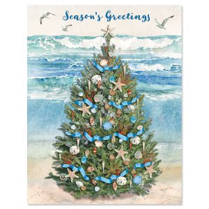 Beach Christmas Tree Note Card Size Christmas Cards