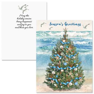 Beach Christmas Tree Note Card Size Christmas Cards