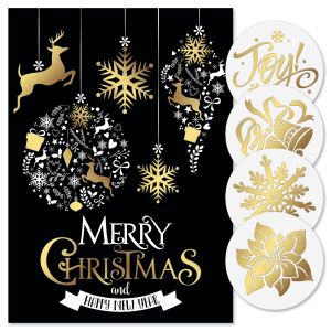 Festive Holiday Foil Christmas Cards - Personalized