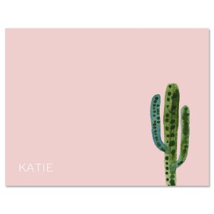 Watercolor Cactus Initial Custom Note Cards