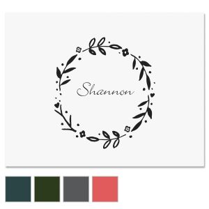 Floral Shield Wreath Custom Note Cards