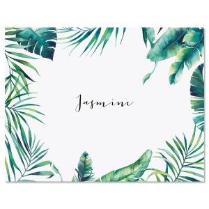 Leafy Greens Border Custom Note Cards