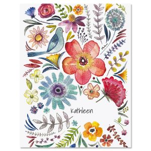 Embroidered Florals Custom Note Cards