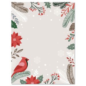 Cardinal Foliage Christmas Letter Papers