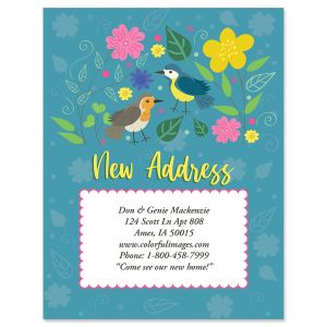 Birds Stamp New Address Postcards