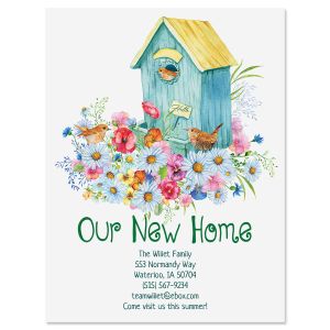 Garden Birdhouse New Address Postcards