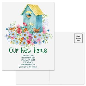 Garden Birdhouse New Address Postcards