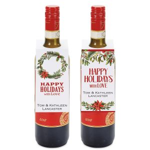 Happy Holidays Custom Wine Hang Tags