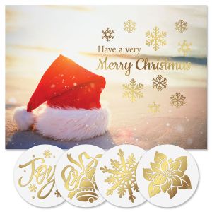Sandy Santa Foil Christmas Cards