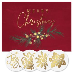Golden Merry Christmas Foil Christmas Cards