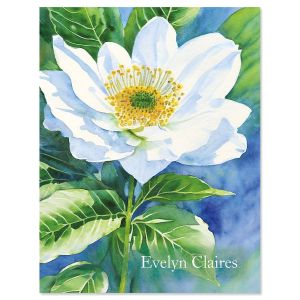 White Flowers Custom Note Cards