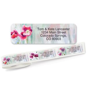 Pink Poppies Rolled Address Labels (5 Designs)