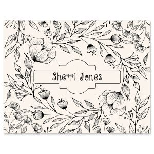 Floral Lines Custom Note Cards