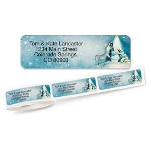 A Child is Born Rolled Return Address Labels