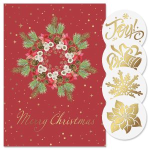 Sparkling Wreath Foil Christmas Cards