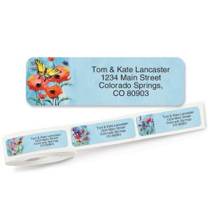 Floral Wings Rolled Return Address Labels (5 Designs)