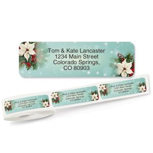 Christmas Florals Rolled Return Address Labels