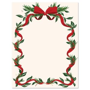 Bow Wreath Christmas Letter Papers