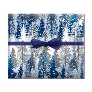 Snowy Trees Holiday Jumbo Rolled Gift Wrap