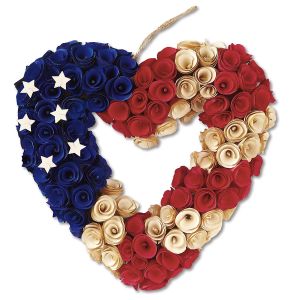 Wooden Heart Patriotic Wreath