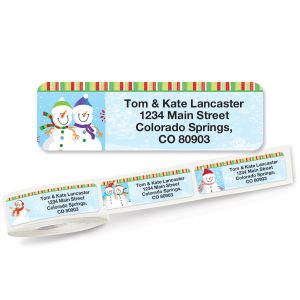 Happy Snowmen Rolled Address Labels (5 Designs)