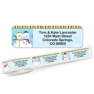 Happy Snowman Rolled Return Address Labels (5 Designs)