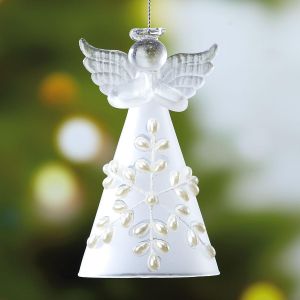 Glass Snow Angel Christmas Ornament