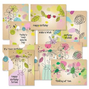 Kraft Blossoms Birthday Cards Value Pack