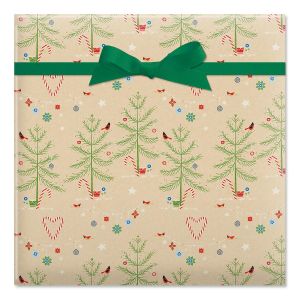 Twinkling Trees Rolled Gift Wrap