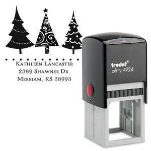 Christmas Trees Self-Inking Square Address Stamp