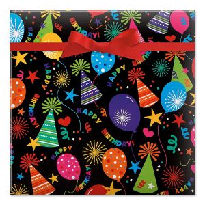 Black Hats Birthday Jumbo Rolled Gift Wrap