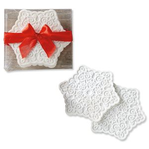 White Snowflake Silicone Coasters