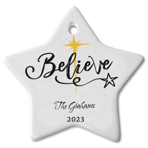 Believe Ceramic Personalized Christmas Ornament
