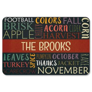 Autumn Words Personalized Thanksgiving Doormat