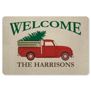 Red Truck Personalized Christmas Doormat