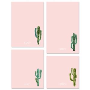 Watercolor Cactus Initial Custom Memo Pad Sets