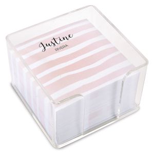 Pink Island Stripes Custom Note Sheets in a Cube