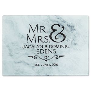 Custom Mr. & Mrs. Tempered Glass Cutting Board