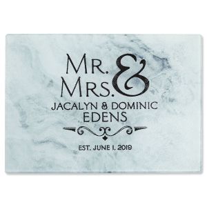Custom Mr. & Mrs. Tempered Glass Cutting Board