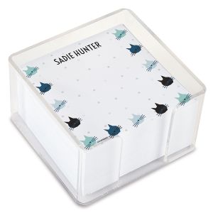 Cat Pattern Personalized Note Sheets in a Cube